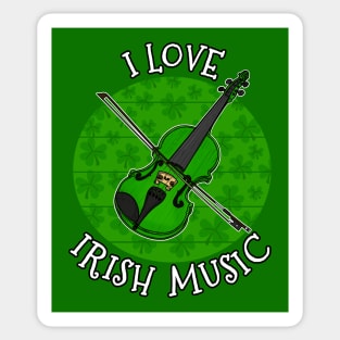 St Patrick's Day Violin Fiddle, I Love Irish Music Sticker